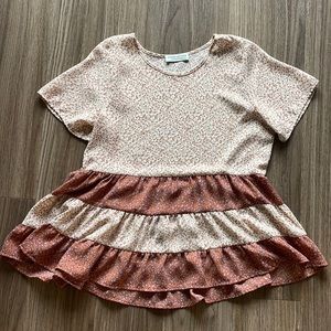Paper Crane Patterned Short Sleeve Top